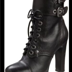 Black Leather Lace-Up Ankle Boots by Dolce Vita